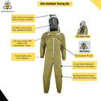 beeprogear ultra ventilated suit fencing veil brown | bee keeping suit with round veil hat| unisex polycotton beekeeper suit | 3 layer protective suit (x-large)