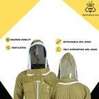 beeprogear ultra ventilated suit fencing veil brown | bee keeping suit with round veil hat| unisex polycotton beekeeper suit | 3 layer protective suit (x-large)