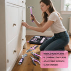 Pink Tool Kit Set for Women, 146PCS General Household Hand Tool Kit with StoraToolbox, Ladies Small Basic Tool Kits for Home Maintenance, DIY Projects