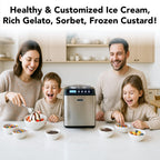 Ice Cream Maker Machine Automatic 2.1 Qt. Upright with -In Compressor, LCD Digital Display & Timer, No Pre-Freezing, ICM-201SB,  Steel
