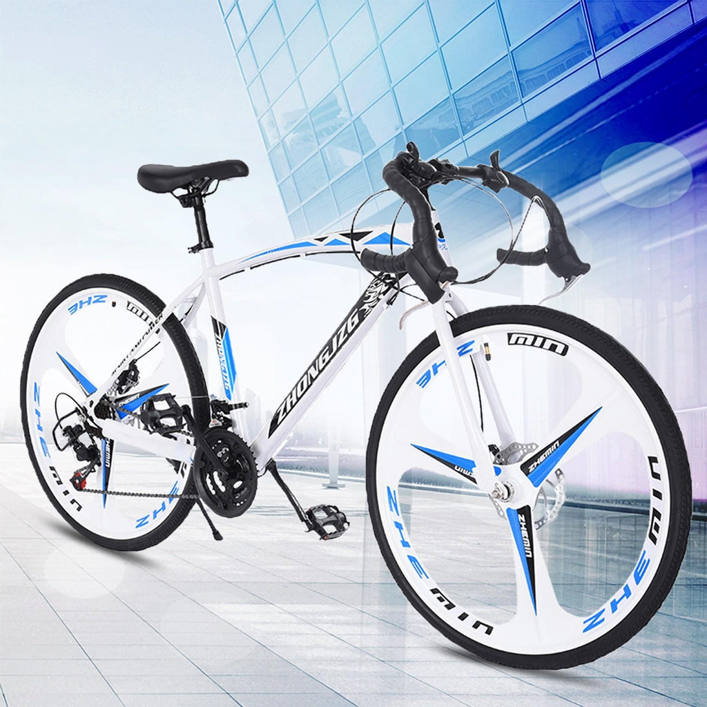 Hotwon Commuters Aluminum Full Suspension Road Bike 21 Speed Disc Brakes, 700c,220lbs,Iron,Black