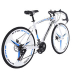 Abcnature 26" Men's Mountain Bike 21-Speed Road Bike Aluminum Full Suspension Bicycle Commuters Bike White 700c