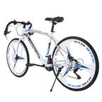 Abcnature 26" Men's Mountain Bike 21-Speed Road Bike Aluminum Full Suspension Bicycle Commuters Bike White 700c