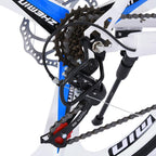Abcnature 26" Men's Mountain Bike 21-Speed Road Bike Aluminum Full Suspension Bicycle Commuters Bike White 700c
