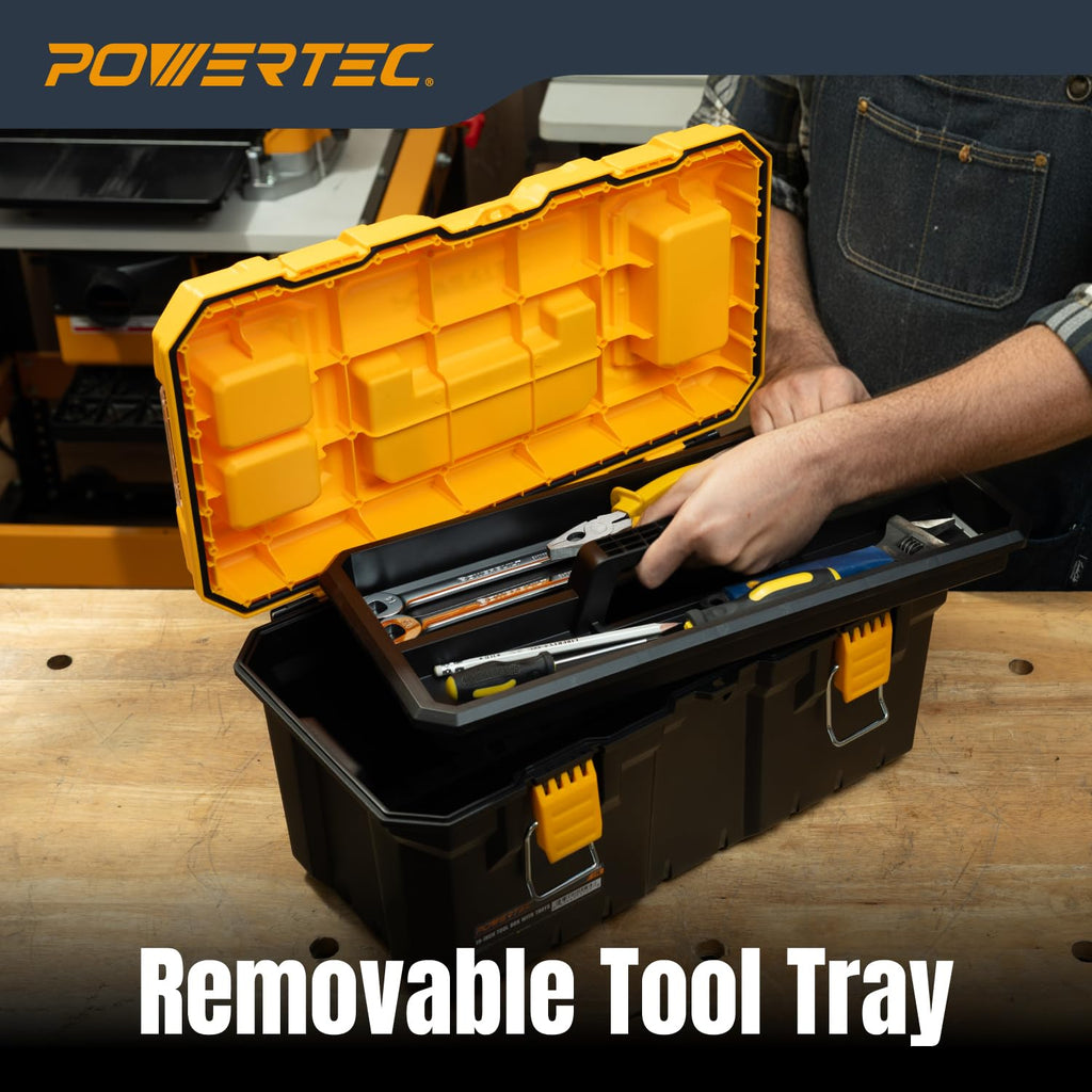 19-Inch Tool Box with Trays - Lockable, Metal Latch, Organizer, Portable Storafor Tools, Small or Mid-Sized Parts (72362)