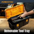 19-Inch Tool Box with Trays - Lockable, Metal Latch, Organizer, Portable Storafor Tools, Small or Mid-Sized Parts (72362)