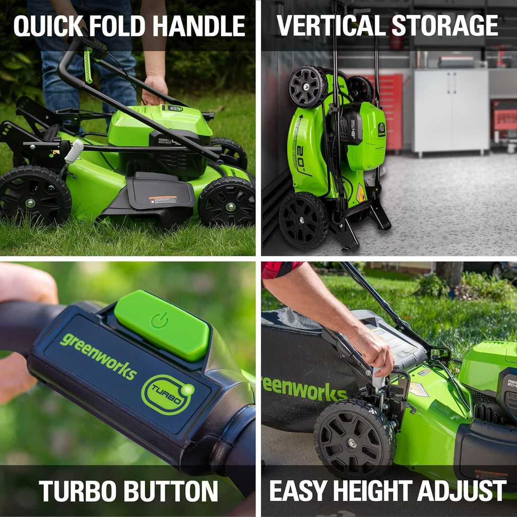 48V (24V x 2) 20" Cordless Battery Mower, 12" String Trimmer/Edger, &amp; 320 CFM Blower Combo Kit w/ (2) 4.0Ah Batteries, (1) 2.0Ah Battery &amp; Chargers