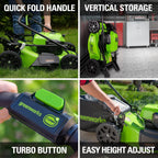 48V (24V x 2) 20" Cordless Battery Mower, 12" String Trimmer/Edger, &amp; 320 CFM Blower Combo Kit w/ (2) 4.0Ah Batteries, (1) 2.0Ah Battery &amp; Chargers
