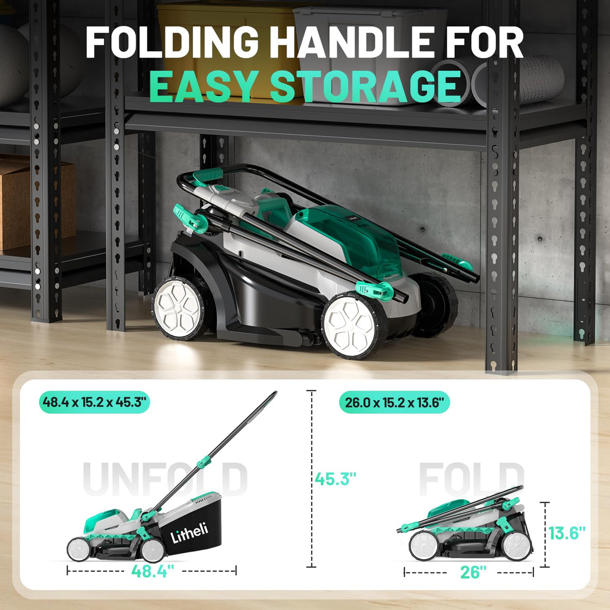 20V 13" Cordless Lawn Mower, Electric Lawn Mowers for Garden, Yard and Farm, 5 Heights, with Brushless Motor, 4.0Ah Battery &amp; Charger Included