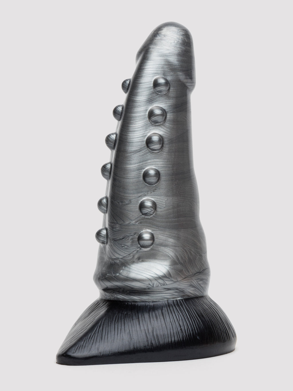 Fantasy Beastly Dragon Textured Silicone Dildo 8 Inch, Silver