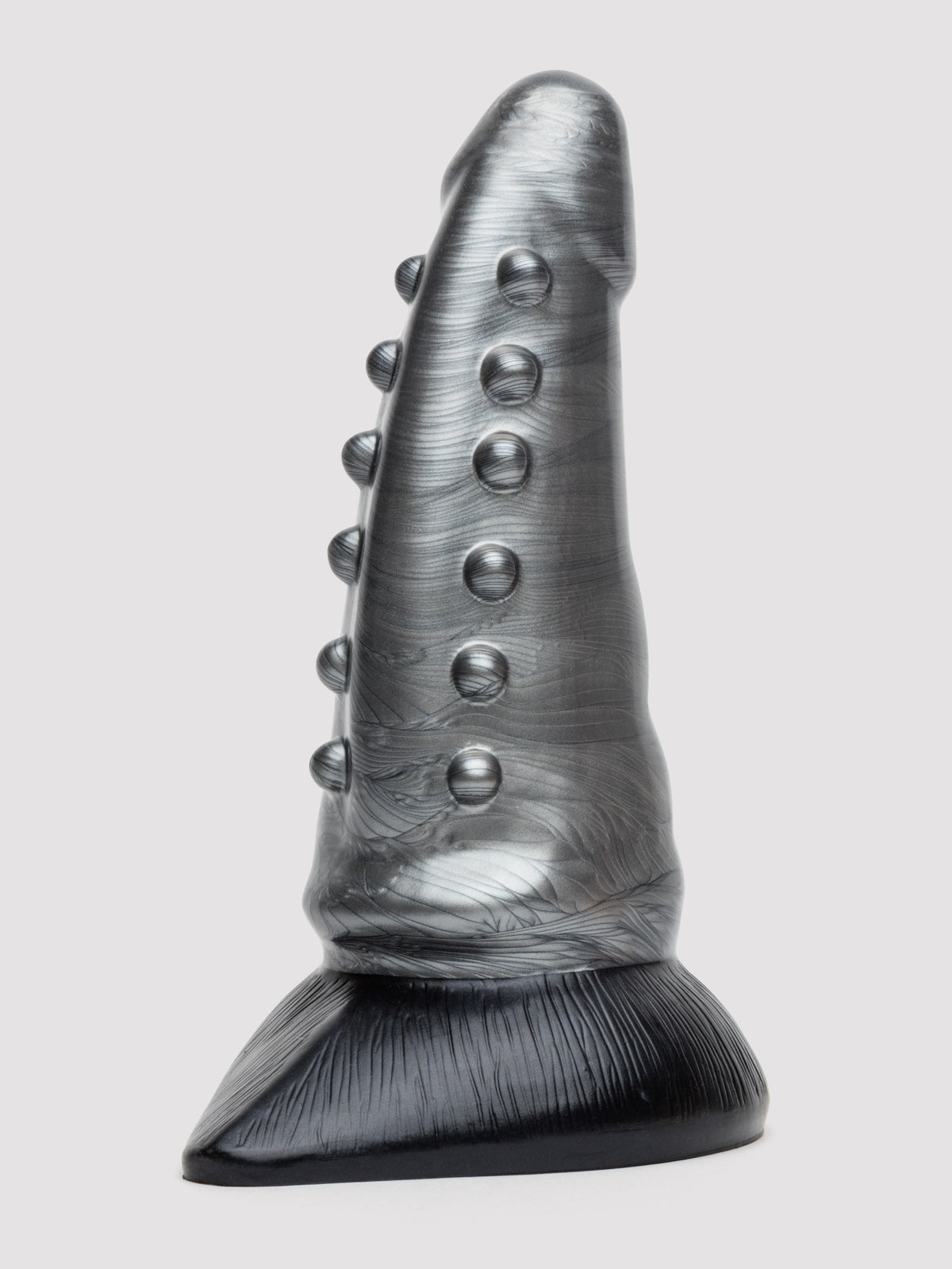 Fantasy Beastly Dragon Textured Silicone Dildo 8 Inch, Silver