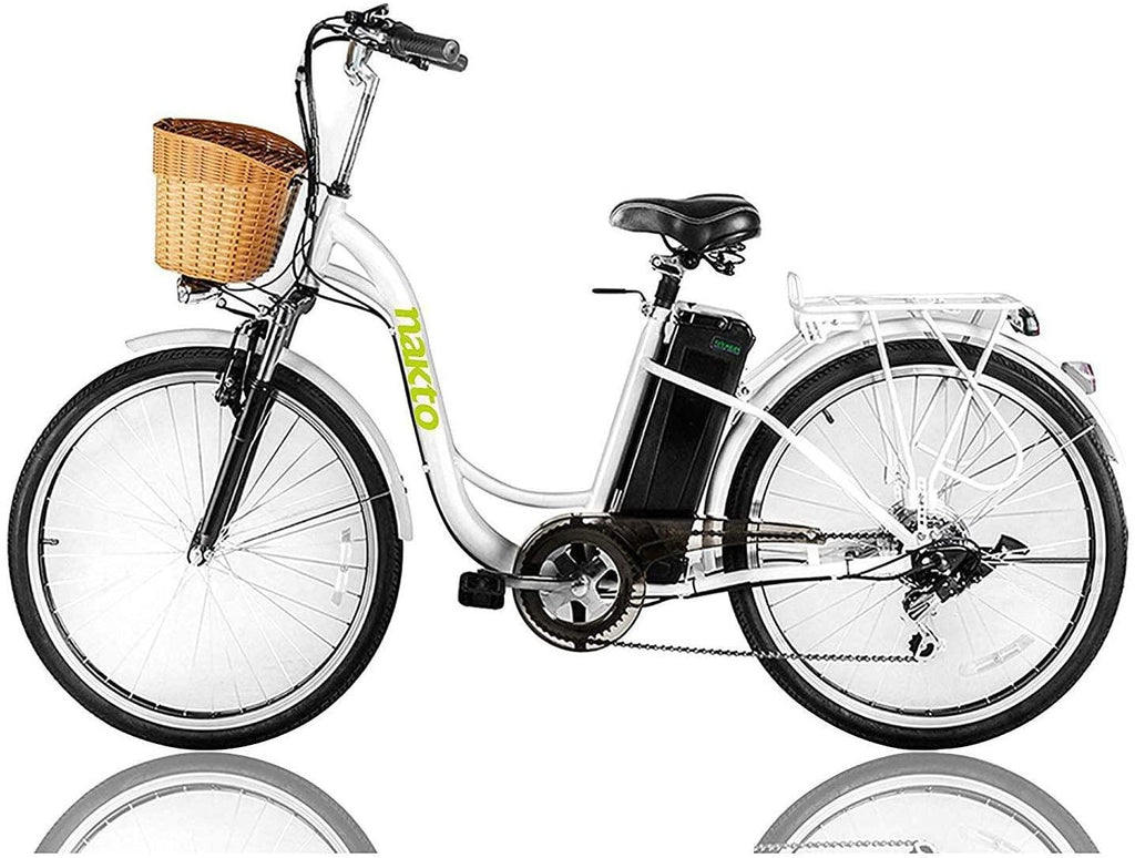 Electric Bike Adult Electric Biycle Assisted Bicycle for Female Men with Removable 250W36V LarCapacity Lithium Battery and Charger (26 Inches ebike) (Lady White)