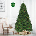 Gymax Premium White 660 LED Green Prelit Spruce Hinged Artificial Christmas Tree, with Pine Cones 8'