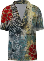Womens Summer Tops,Summer T Shirts Flower Print Short Sleeve Comfy Loose Blouses Lapel V-Neck Fashion Casual Tops