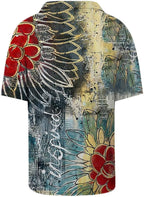 Womens Summer Tops,Summer T Shirts Flower Print Short Sleeve Comfy Loose Blouses Lapel V-Neck Fashion Casual Tops