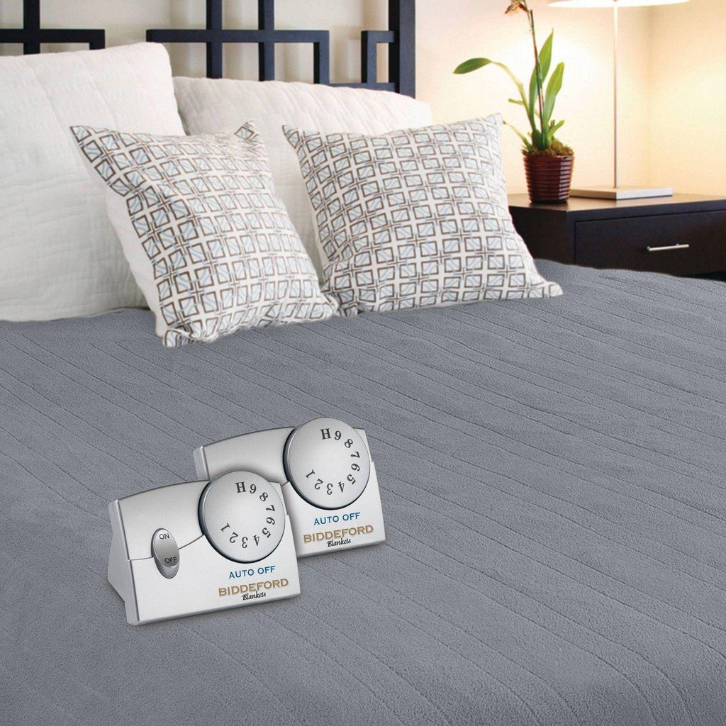 Biddeford Blankets Solid Microplush Electric Blanket with Ten Heat Settings and Ten Hour Auto Shutoff, King, Charcoal Gray