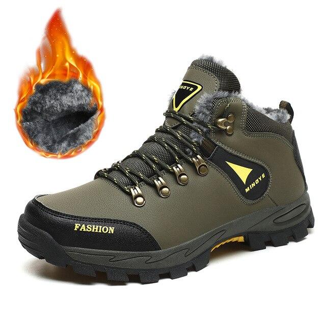 High Quality Men Hiking Shoes Winter Plush Snow Boots