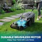 16" Electric Lawn Mower, 40V Cordless Lawn Mower with 2x5.0Ah Batteries &amp; Charger, Brushless Motor, 2-in-1 Mulching &amp; Bagging, 6-Position Height Adjustment, for Small to Medium Yards
