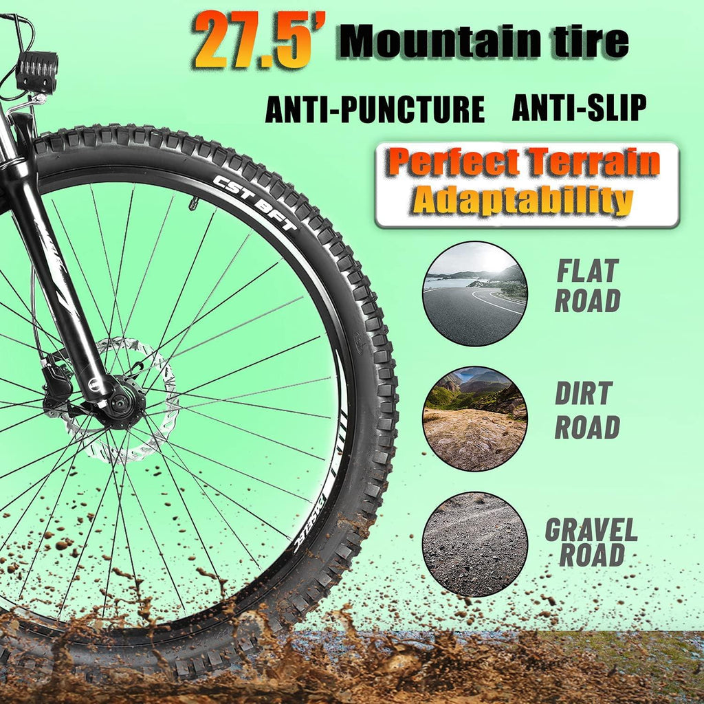 Electric Mountain Bikes for Adults 27.5'' Electric Bike 48v 500 w MTB Ebike with 13ah Hidden Removable Lithium Battery Moped Bicycle Professional 7 Speed Gears