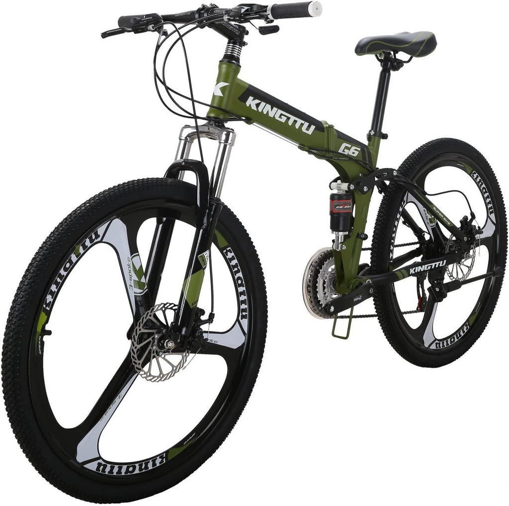 LZBIKE Bicycle G6-26 26-inch Bike Mountain Bike 26" 21-Speed Shift Left 3 Right 7 Cycle Folding Mountain Bike Frame Shock Absorption Mountain Bike 3 Spoke Wheels Bicycle