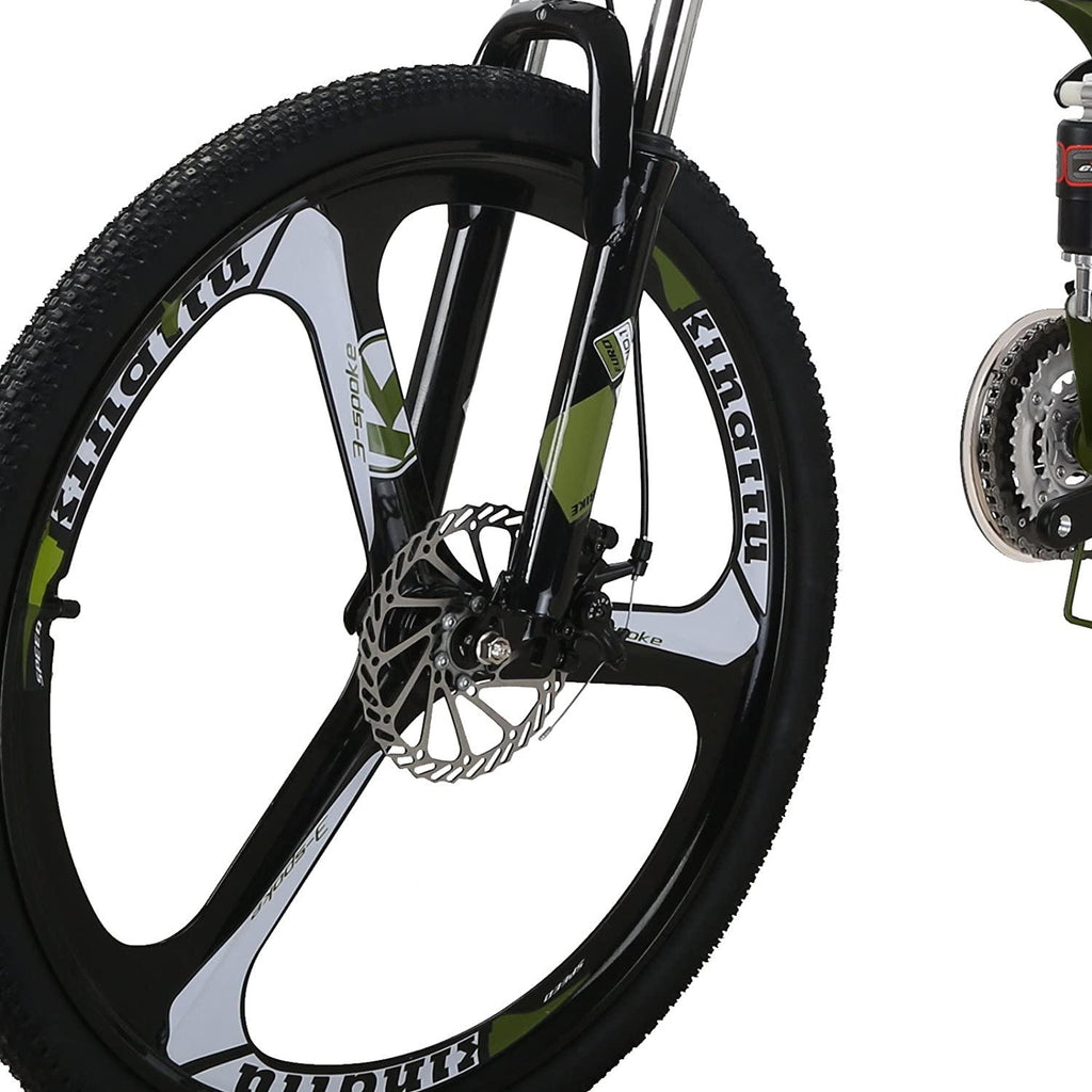 LZBIKE Bicycle G6-26 26-inch Bike Mountain Bike 26" 21-Speed Shift Left 3 Right 7 Cycle Folding Mountain Bike Frame Shock Absorption Mountain Bike 3 Spoke Wheels Bicycle