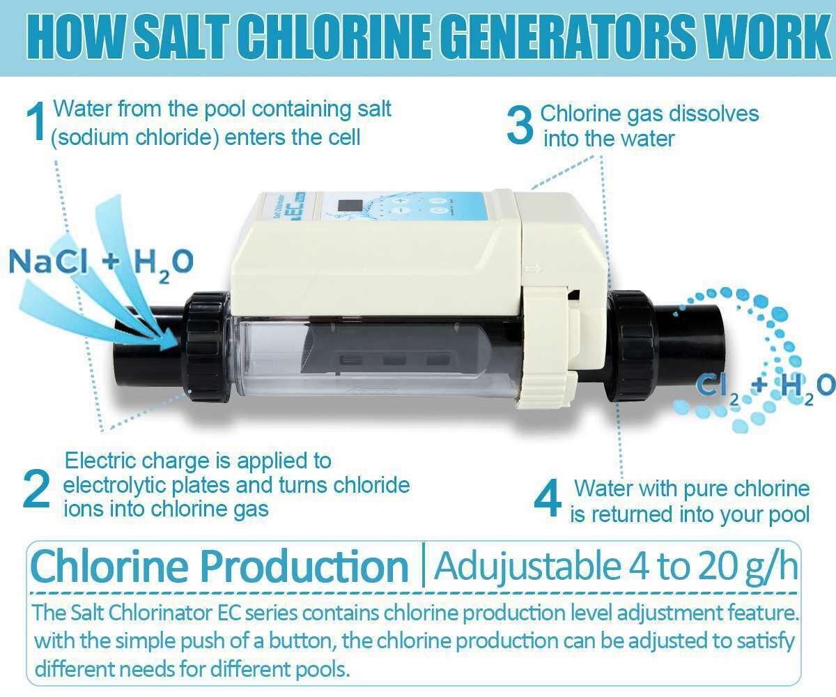 salt chlorine generator ec20 above ground pool salt water system for 26000 gal