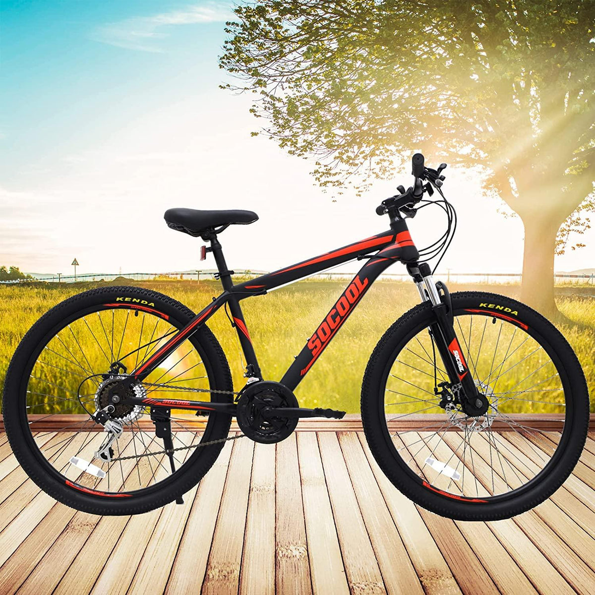 26 inch Mens 21-Speed Mountain Bike, 17" Aluminum Frame, Trigger Shift, Red