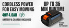 40V Cordless Lawn Mower, 16-Inch Brushless Electric Push Mower with 4.0Ah Battery, Low/High Speed Control, 5-Position Height Adjustment, 40L Grass Bag, Lightweight Mower for Yard/Lawn
