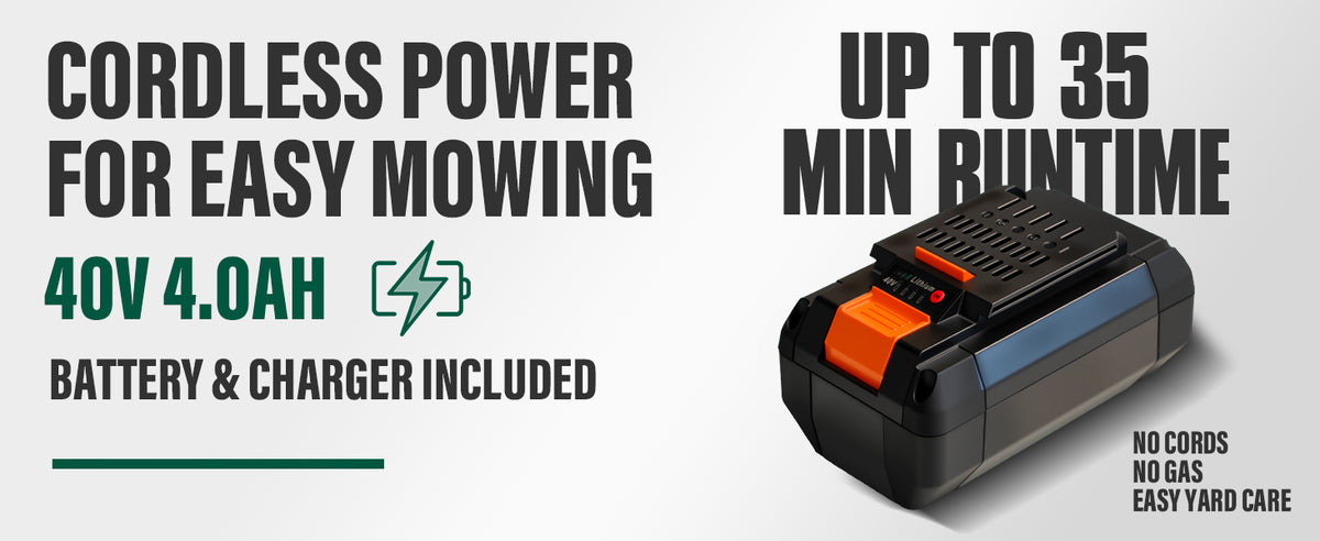 40V Cordless Lawn Mower, 16-Inch Brushless Electric Push Mower with 4.0Ah Battery, Low/High Speed Control, 5-Position Height Adjustment, 40L Grass Bag, Lightweight Mower for Yard/Lawn
