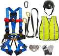 Fusion Climb Pro Backyard Zip Line Kit Harness Lanyard Trolley Carabiner Helmet Vest Glove Bundle FK-A-HLTCHVG-20
