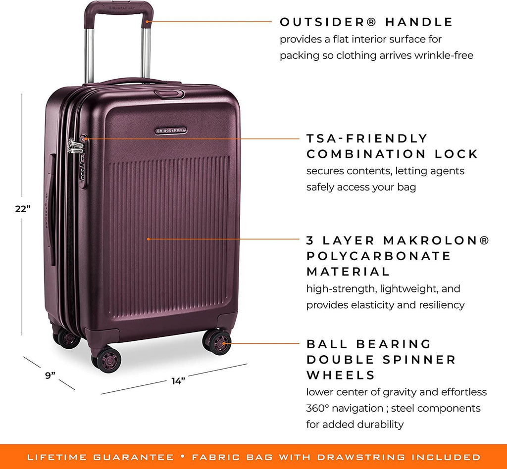 Sympatico Hardside Domestic Spinner Luggage, Plum, 22-Inch Carry-On