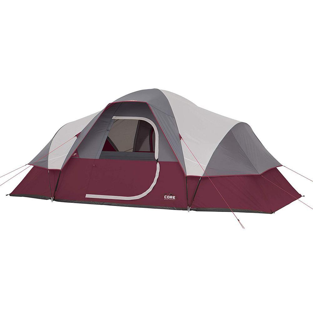 16 ft. L x 9 ft. W x 6 ft. H Extended Dome Tent 9-Person Camping Tent with Air Vents in Red