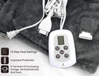 Heated Blanket Throw,Flannel Sherpa Washable and Comfortable Electric Blanket with 10 Heat Settings, Safety 10 Hours Auto-Off &amp;Dual Temperature Dual Control by One Blanket(King, Grey)
