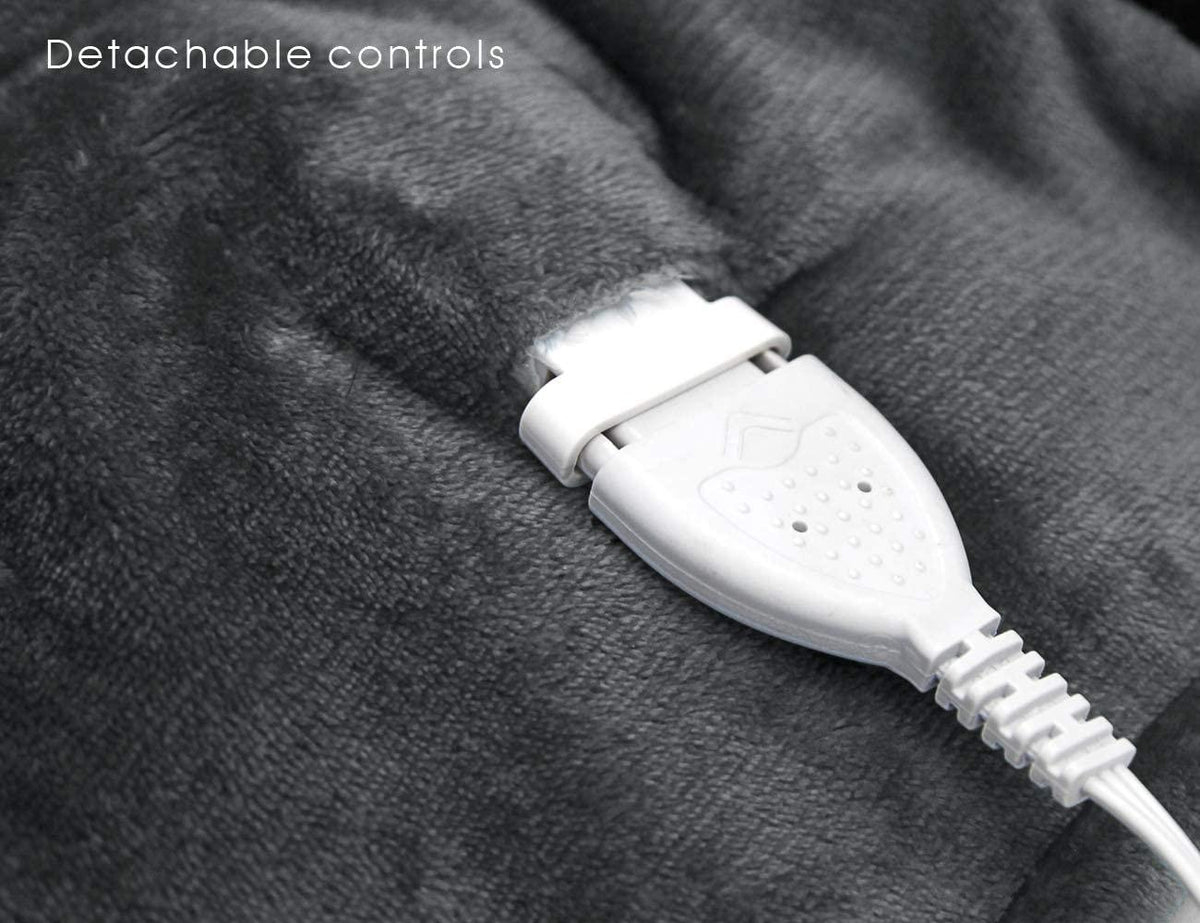Heated Blanket Throw,Flannel Sherpa Washable and Comfortable Electric Blanket with 10 Heat Settings, Safety 10 Hours Auto-Off &amp;Dual Temperature Dual Control by One Blanket(King, Grey)