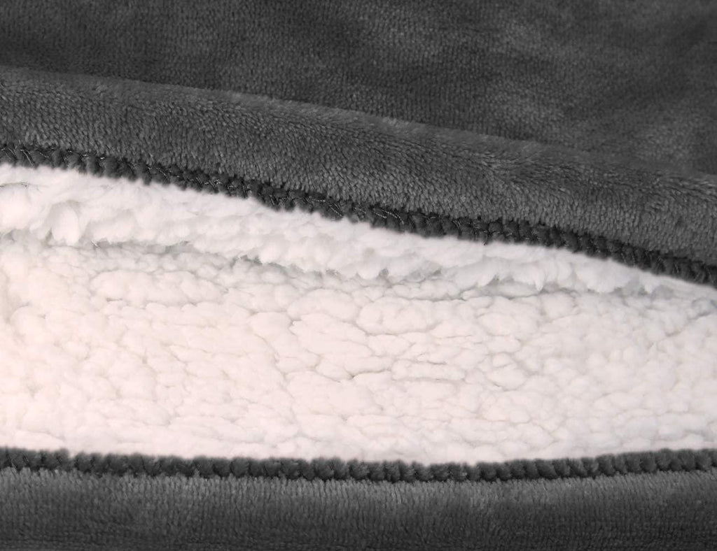 Heated Blanket Throw,Flannel Sherpa Washable and Comfortable Electric Blanket with 10 Heat Settings, Safety 10 Hours Auto-Off &amp;Dual Temperature Dual Control by One Blanket(King, Grey)