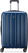 Titanium Hardside Expandable Luggage with Spinner Wheels, Midnight Blue, Checked-Medium 25 Inch