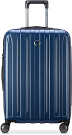 Titanium Hardside Expandable Luggage with Spinner Wheels, Midnight Blue, Checked-Medium 25 Inch