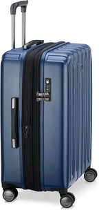 Titanium Hardside Expandable Luggage with Spinner Wheels, Midnight Blue, Checked-Medium 25 Inch