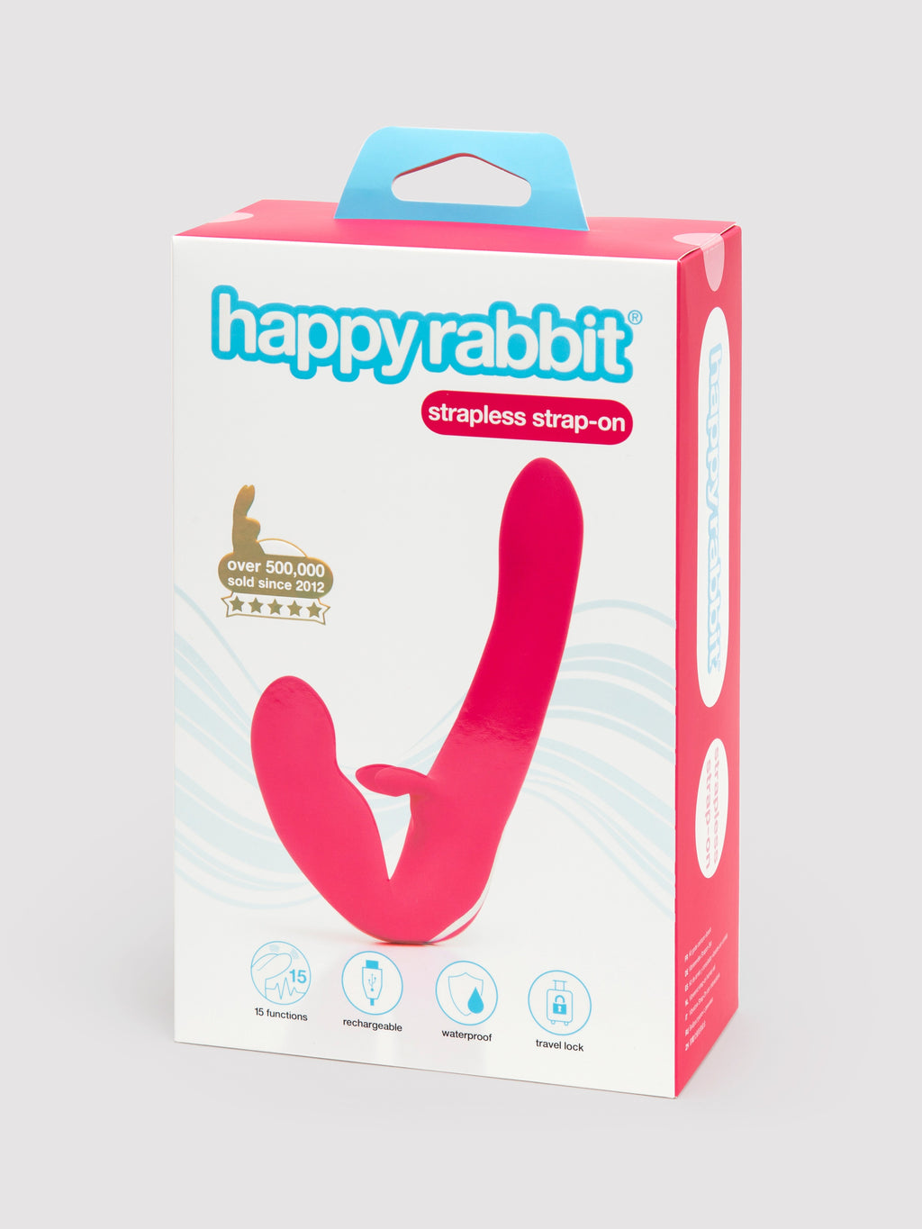 Happy Rabbit Rechargeable Vibrating Strapless Strap-On, Pink
