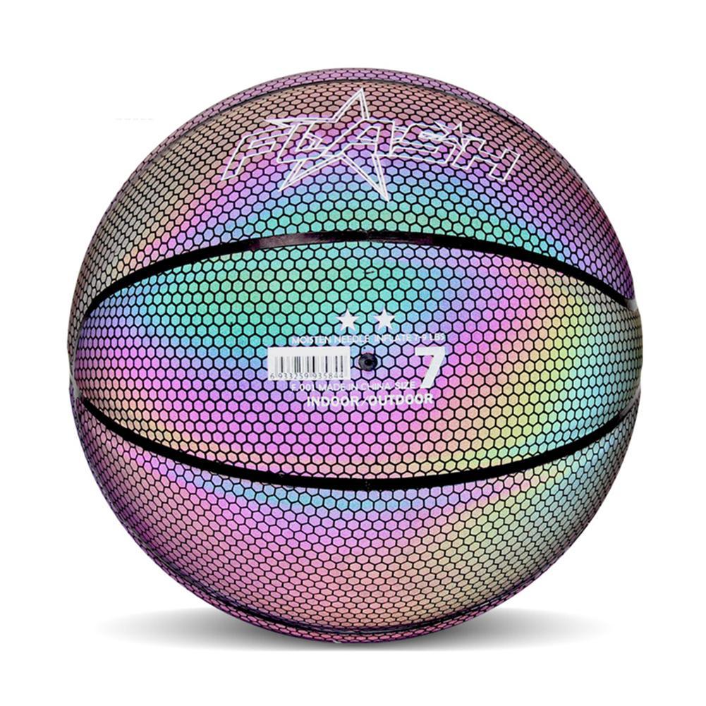 Glowing Reflective Basketball Soft Professional Luminous Reflective Night Colorful Basketball School Training Ball for Boys Teenager