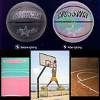 Lacyie Glowing Reflective Basketball Soft Professional Luminous Reflective Night Colorful Basketball School Training Ball For Boys Teenager