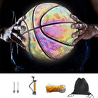 Glowing Reflective Basketball Soft Professional Luminous Reflective Night Colorful Basketball School Training Ball for Boys Teenager