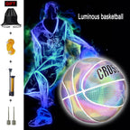 ankishi Glowing Reflective Basketball Soft Professional Luminous Reflective Night Colorful Basketball School Training Ball for Boys Teenager