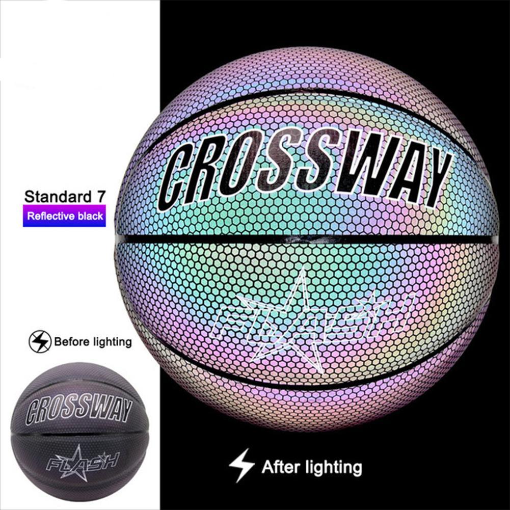 Glowing Reflective Basketball Soft Professional Luminous Reflective Night Colorful Basketball School Training Ball for Boys Teenager