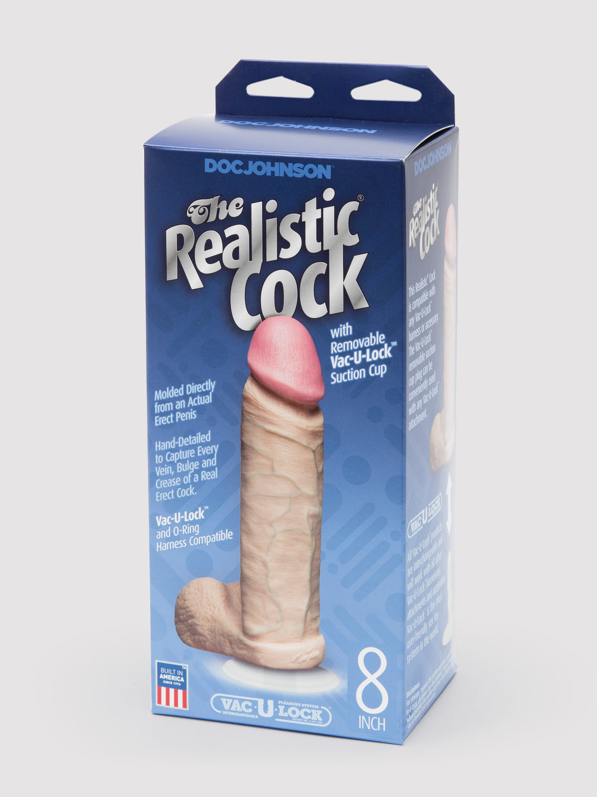 Doc Johnson Vac-U-Lock Realistic Dildo 8 Inch, Flesh Pink