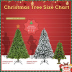 7.5ft Prelit Christmas Tree, Artificial Christmas Tree with 350 Warm White Lights and Metal Stand, 1250 Branch Tips Green Christmas Tree for Indoor Outdoor Home Holiday Decoration, TE1151