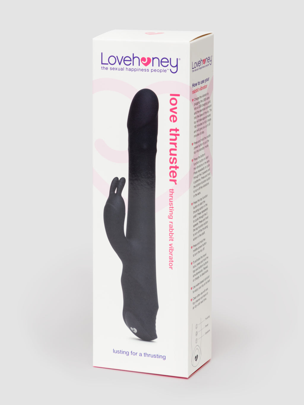 Lovehoney Love Thruster Rechargeable Thrusting Rabbit Vibrator, Black
