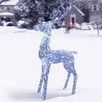 60" Blue Pre-Lit LED Standing Reindeer Christmas Outdoor Decoration - White Lights