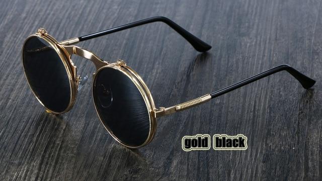 Steampunk Round Metal Double Metal Sunglasses