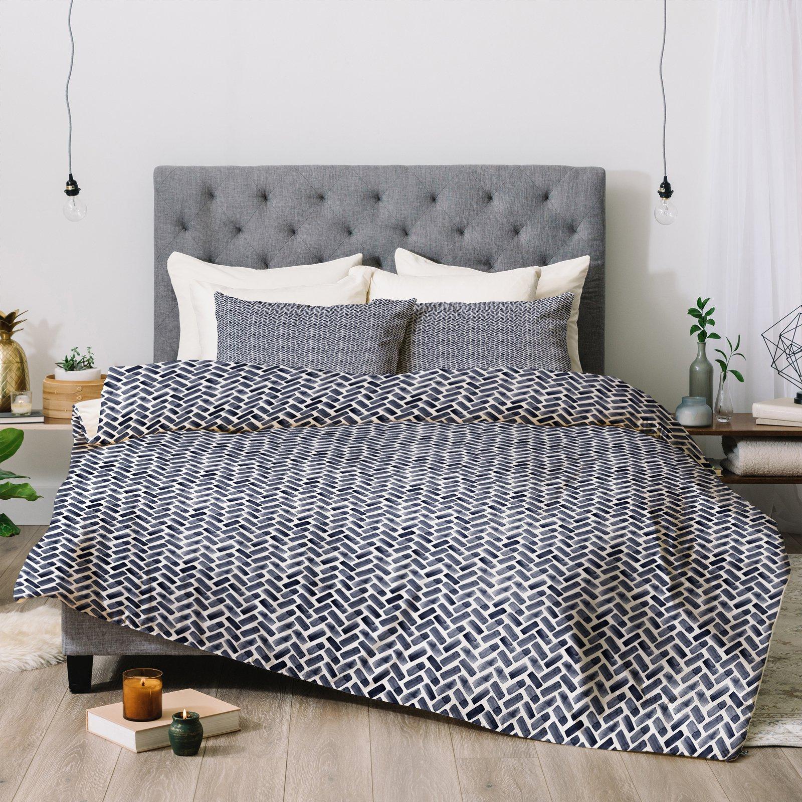 Little Arrow  Co Arcadia Herringbone In Indigo Comforter by Deny s